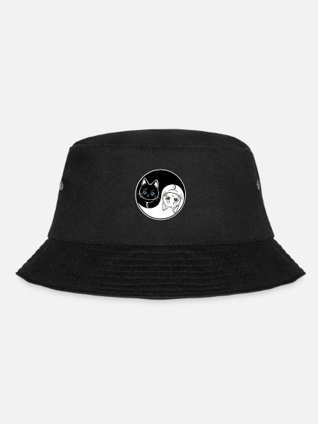Süße schwarz-weiße Yin Yang Katze - Bucket Hat - Schwarz