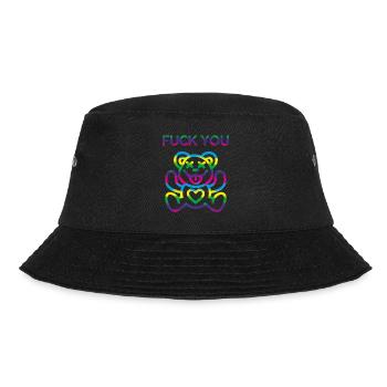 Niedlicher Regenbogen Teddybär F*ck You - Bucket Hat - Schwarz - Vorne - Lela (165cm)