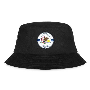 Peoria Illinois Flag USA Travel Souvenir Badge - Bucket Hat - black - Front - Lela (165cm)