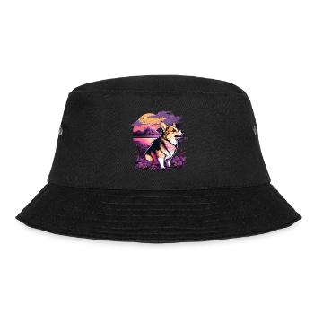 Ruhig sitzender Corgi - Bucket Hat - Schwarz - Vorne - Lela (165cm)