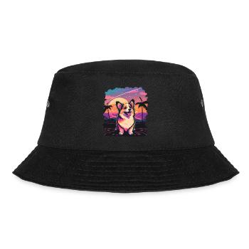 Corgi vibing at the Beach Art - Bucket Hat - black - Front - Lela (165cm)