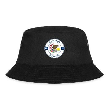 Waukegan Illinois Flag USA Travel Souvenir Badge - Bucket Hat - black - Front - Lela (165cm)