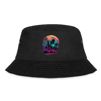 Bulldog à la plage Vaporwave - Bob - noir - Devant - Lela (165cm)