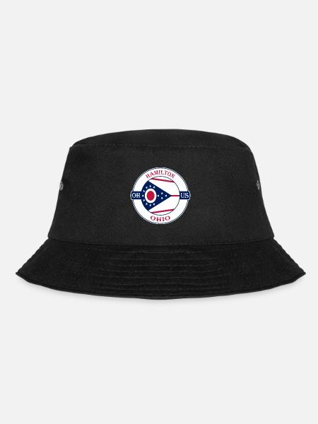 Hamilton Ohio Flagge USA Reise Souvenir Abzeichen - Bucket Hat - Schwarz