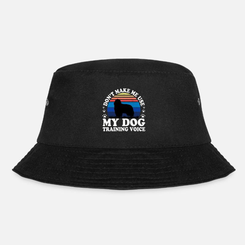 Bearded Collie Dog Lover Silhouette Vintage Sunset - Bucket Hat - black