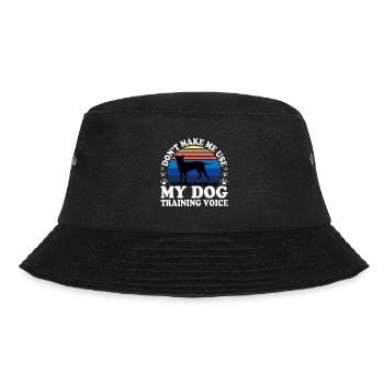 Blau Paul Terrier Hund Liebe Silhouette Retro Sonnenuntergang - Bucket Hat - Schwarz - Vorne - Lela (165cm)