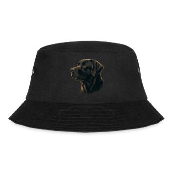 Weich aussehender dunkelbrauner Labrador Retriever - Bucket Hat - Schwarz - Vorne - Lela (165cm)