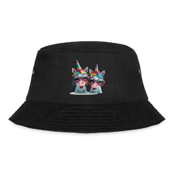 Einhorn zwei lustige verrückte Einhörner Party - Bucket Hat - Schwarz - Vorne - Lela (165cm)