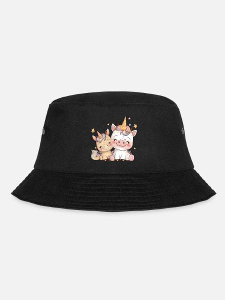 Einhorn zwei Einhörner Einhornshirt zum schlafen - Bucket Hat - Schwarz