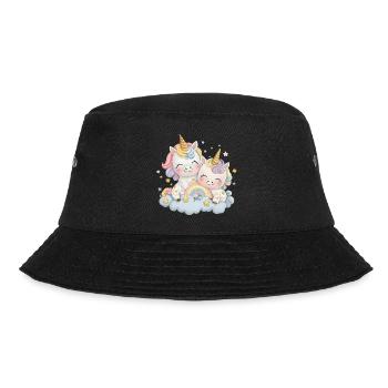 Einhorn zwei Einhörner Einhornshirt Regenbogen - Bucket Hat - Schwarz - Vorne - Lela (165cm)