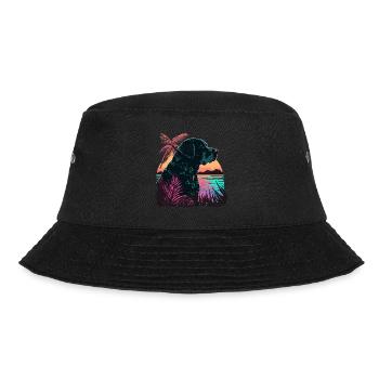 Schwarzer Labrador Retriever am Strand - Bucket Hat - Schwarz - Vorne - Lela (165cm)