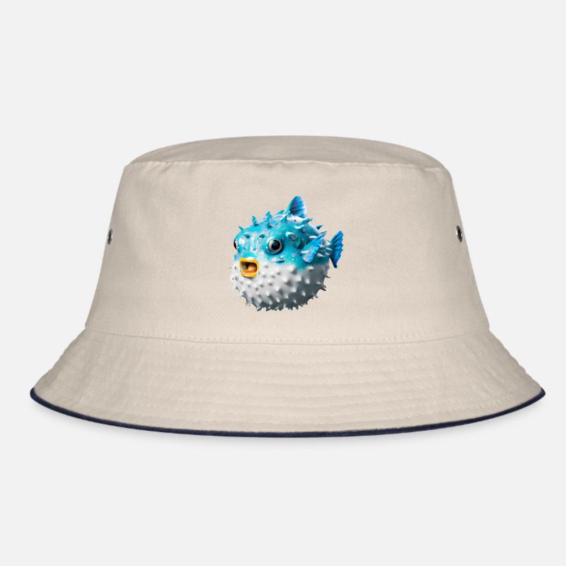 Inflated puffer fish Bucket Hat