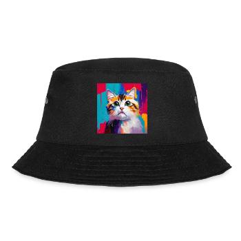 Ölgemälde-Stil Hauskatze Portrait Design - Bucket Hat - Schwarz - Vorne - Lela (165cm)