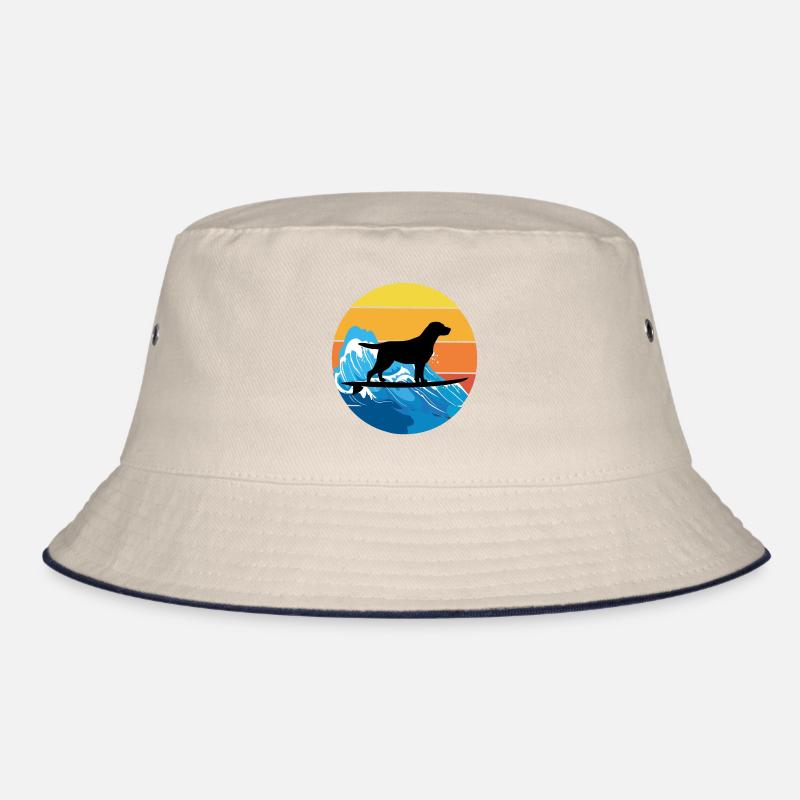 Labrador Retriever Hund Surfen Vintage Retro Meer Bucket Hat
