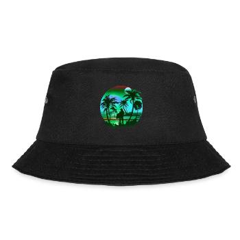 Retro Palmen Sonne Urlaub Sommer - Bucket Hat - Schwarz - Vorne - Lela (165cm)