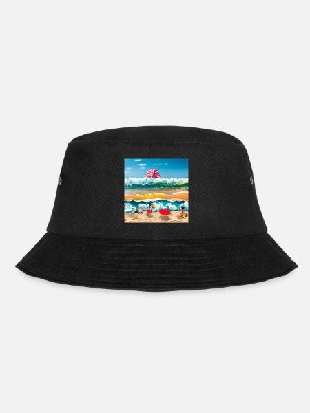 children playing at sea side - Bucket Hat - black