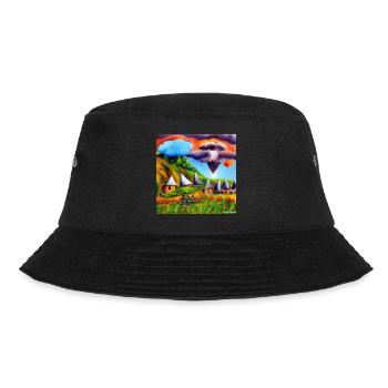 childhood with bicycle in summer mountain - Bucket Hat - black - Front - Lela (165cm)