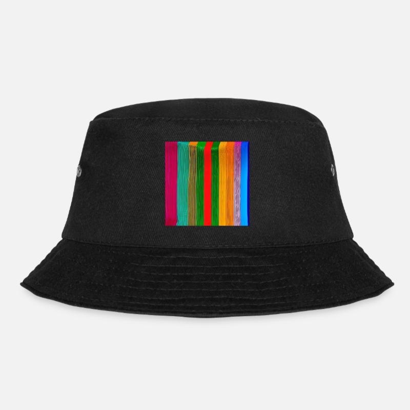 vertical thick strips of crazy colours - Bucket Hat - black