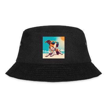 Dog with sunglasses on the beach 4 - Bucket Hat - black - Front - Lela (165cm)