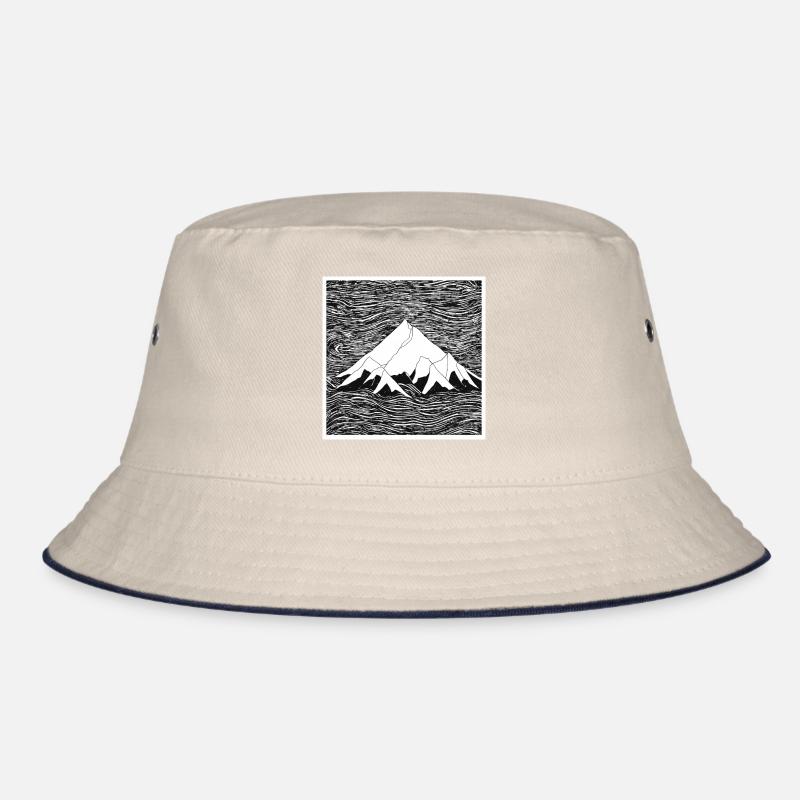 Strichzeichnung einer Bergkette Bucket Hat