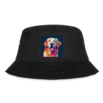 Golden Retriever Pop Art - Bucket Hat - Schwarz - Vorne - Lela (165cm)