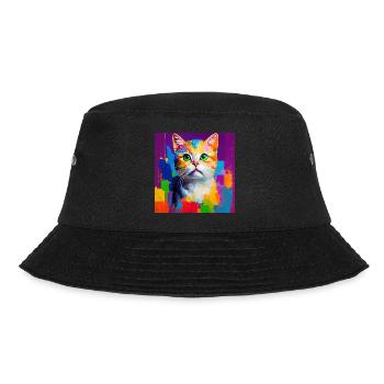 Oil Painting Style Cat Portrait Design for - Bucket Hat - black - Front - Lela (165cm)
