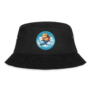 Hamster on Rocket Sunset Blue - Bucket Hat - black - Front - Lela (165cm)