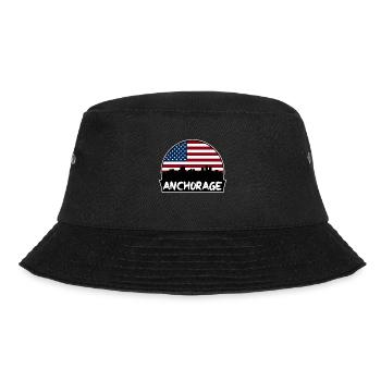 Anchorage Alaska Usa Flag Skyline Silhouette Trave - Bucket Hat - black - Front - Lela (165cm)