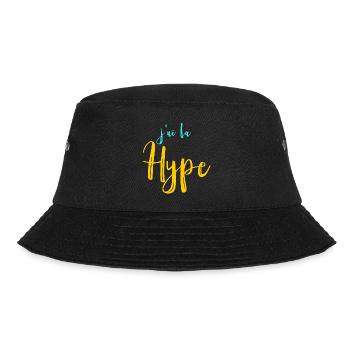 J'ailahype - blue yellow lettering - Bucket Hat - black - Front - Lela (165cm)