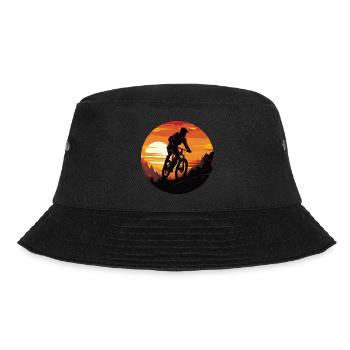 MTB Downhill Cyclist Silhouette, - Bucket Hat - black - Front - Lela (165cm)