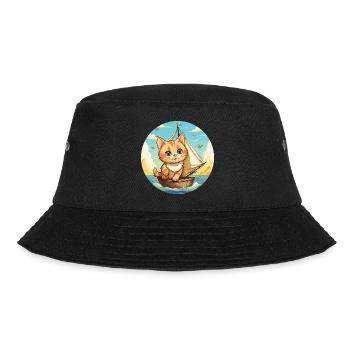 Sailing cat on sailboat, sunset tie - Bucket Hat - black - Front - Lela (165cm)