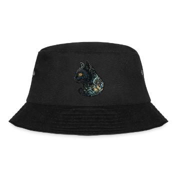 Katzenkopf Schwarze Katze Bombay Happy Cat Katzen - Bucket Hat - Schwarz - Vorne - Lela (165cm)