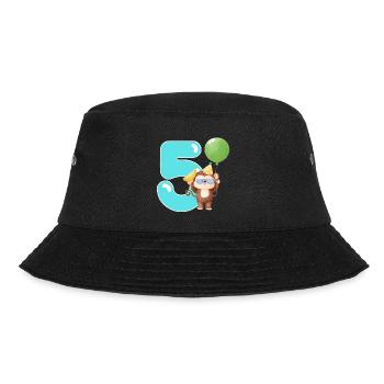5. Geburtstag. 5 Jahre Geburtstagsgeschenk - Bucket Hat - Schwarz - Vorne - Lela (165cm)