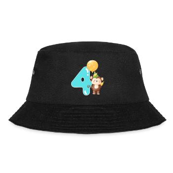 4. Geburtstag. 4 Jahre Geschenk - Bucket Hat - Schwarz - Vorne - Lela (165cm)