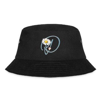 Letter D Daisy Heart - Bucket Hat - black - Front - Lela (165cm)