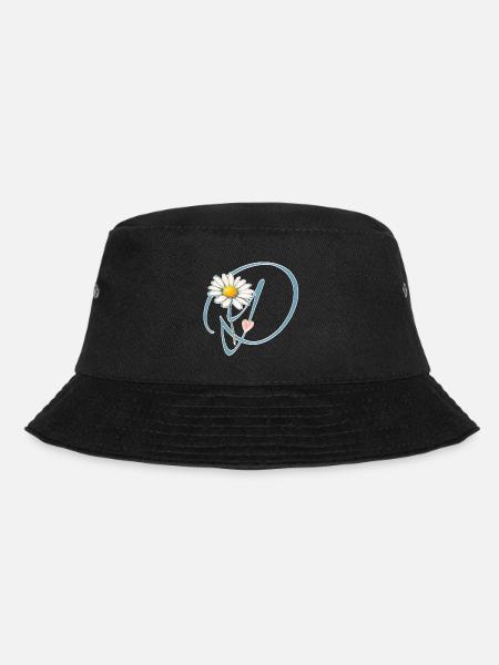 Buchstabe D Gänseblümchen Herz - Bucket Hat - Schwarz