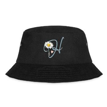 Buchstabe H Gänseblümchen Herz - Bucket Hat - Schwarz - Vorne - Lela (165cm)