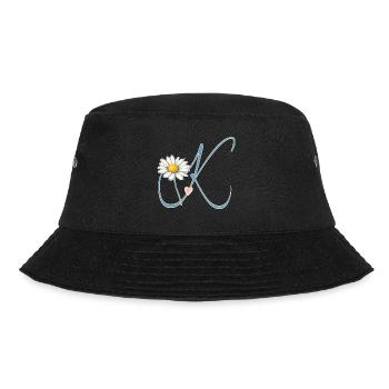 Buchstabe K Gänseblümchen Herz - Bucket Hat - Schwarz - Vorne - Lela (165cm)