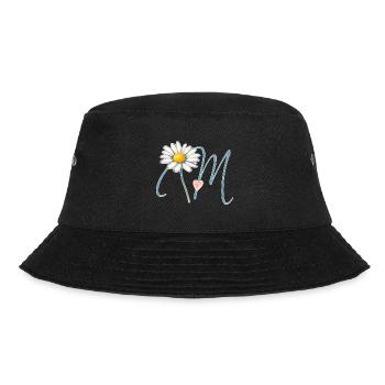 Buchstabe M Gänseblümchen Herz - Bucket Hat - Schwarz - Vorne - Lela (165cm)
