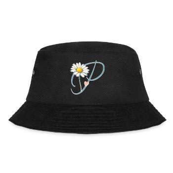 Letter P Daisy Heart - Bucket Hat - black - Front - Lela (165cm)