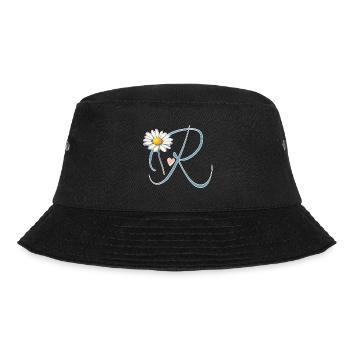 Buchstabe R Gänseblümchen Herz - Bucket Hat - Schwarz - Vorne - Lela (165cm)