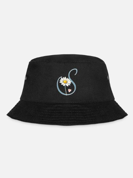 Buchstabe S Gänseblümchen Herz - Bucket Hat - Schwarz