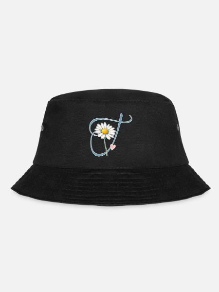 Buchstabe T Gänseblümchen Herz - Bucket Hat - Schwarz
