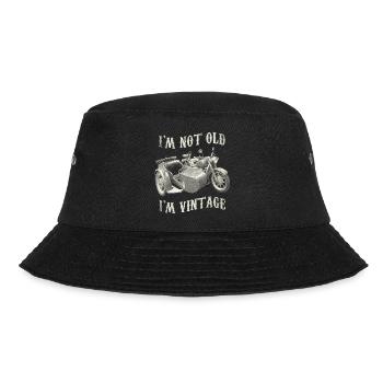 Ich bin nicht alt, ich bin Vintage-Motorradgrafik - Bucket Hat - Schwarz - Vorne - Lela (165cm)