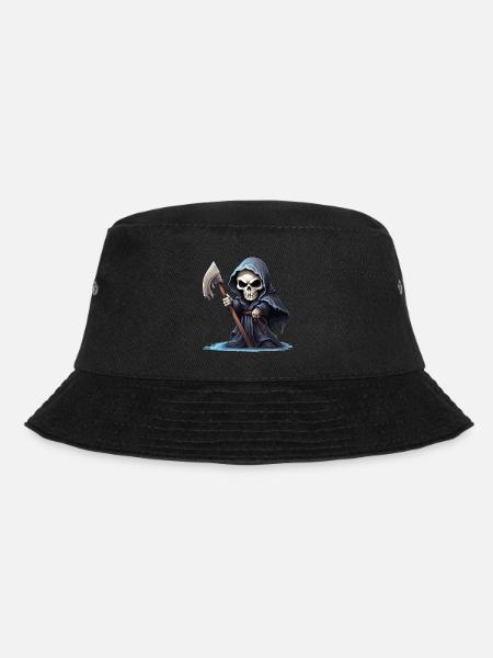 Grim Reaper, Scythe, Death, Skull, Skull, Skeleton - Bucket Hat - black