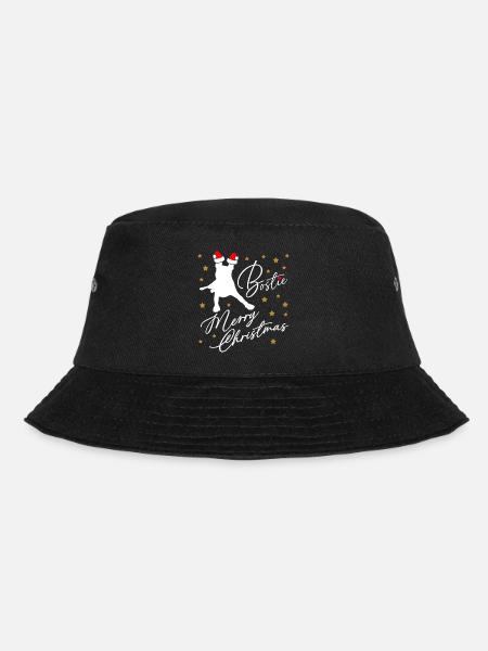 Boston Terrier mit Nikolausmütze und Sternen - Bucket Hat - Schwarz