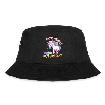 Ich Hasse Menschen Einhorn Kotzt Regenbogen Lustig - Bucket Hat - Schwarz - Vorne - Lela (165cm)