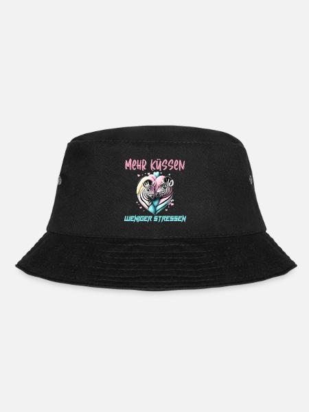 Mehr küssen weniger stressen bunte küssende Zebras - Bucket Hat - Schwarz