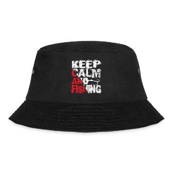 Keep Calm And Fishing Angler Fischer Sprüche - Bucket Hat - Schwarz - Vorne - Lela (165cm)