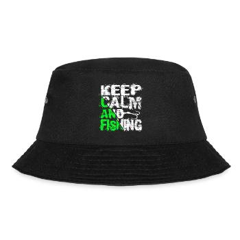 Keep Calm And Fishing Angler Fischer Sprüche - Bucket Hat - Schwarz - Vorne - Lela (165cm)